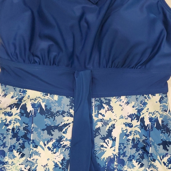 Kate Kasin Tropical Blue Halter Swim Dress Size S - Picture 5 of 13